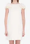 Valentino Mini Crepe Couture Dress With Bows In Ivory
