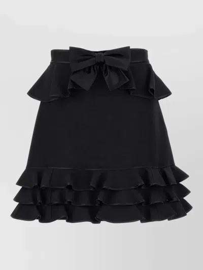 Valentino Couture Crepe Skirt High Waist Bow In Black
