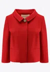 Valentino Womens Paris Heart-button Relaxed-fit Wool And Silk Jacket In Red