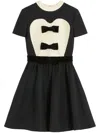 Valentino Double-bow Mini Dress In Wool In Black