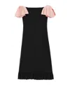 Valentino Wool Blend Mini Dress With Ruffled Sleeves And Hem In Black