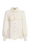 Valentino Couture Silk-cady Blouse In Neutral