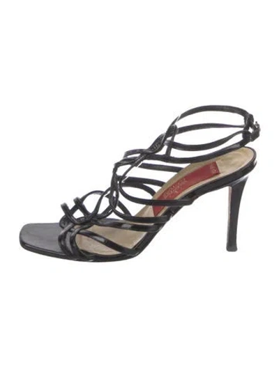 Pre-owned Valentino Couture Vintage Rockstud Accents Slingback Sandals In Black