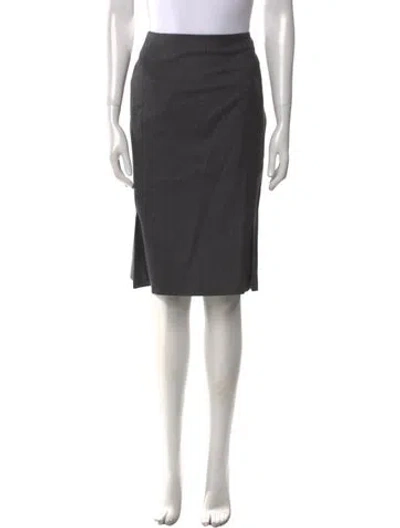 Pre-owned Valentino Couture Virgin Wool Knee-length Skirt In Gray
