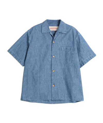VALENTINO VALENTINO STRAIGHT HEM DENIM BOWLING SHIRT