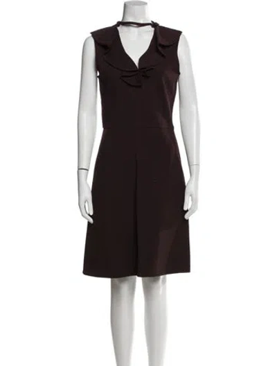 Pre-owned Valentino Cowl Neck Knee-length Dress In Burgundy