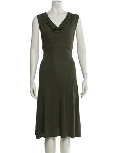 Pre-owned Valentino Cowl Neck Midi Length Dress In Green