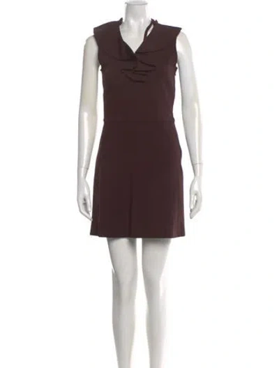 Pre-owned Valentino Cowl Neck Mini Dress In Brown