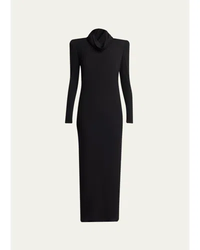 Valentino Cowl-neck Column Maxi Dress In Black