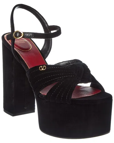 Valentino Garavani Valentino Crasher 125 Velvet Platform Sandal In Black