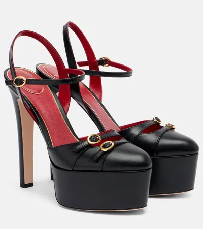 Valentino Garavani Crasher 145 Leather Platform Pumps In Black