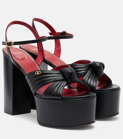 Valentino Garavani Crasher Leather Platform Sandals In Animal Print