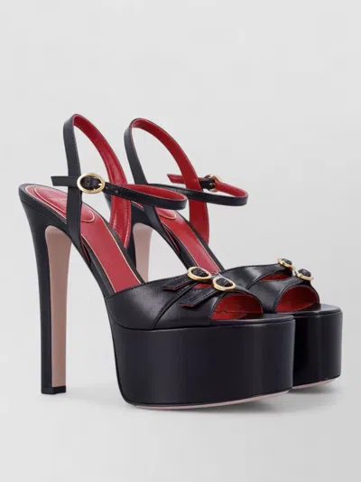 Valentino Garavani Crasher Platform Leather Sandals Multi Strap In Black