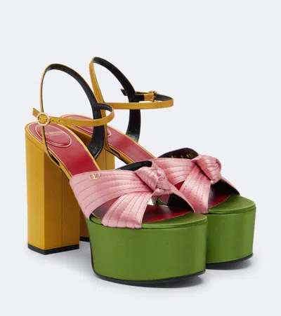 Valentino Garavani Crasher 125 Vlogo-embellished Knotted Satin Sandals In Multi