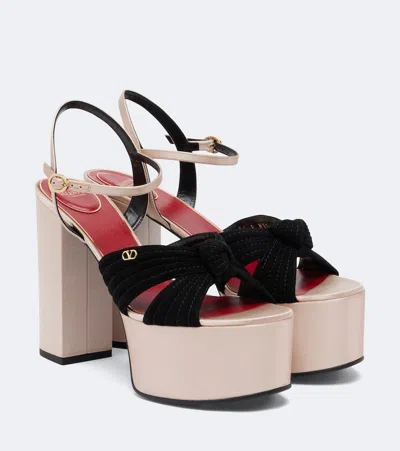 Valentino Garavani 125mm Crasher Vlogo Leather Platform Sandals In Multi