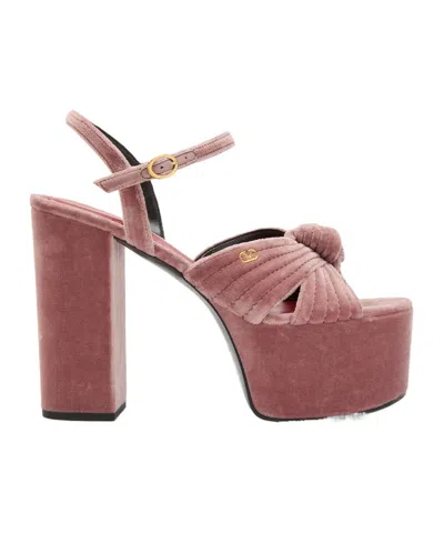 Valentino Garavani Crasher Vlogo Velvet Platform Sandals In Multicolor
