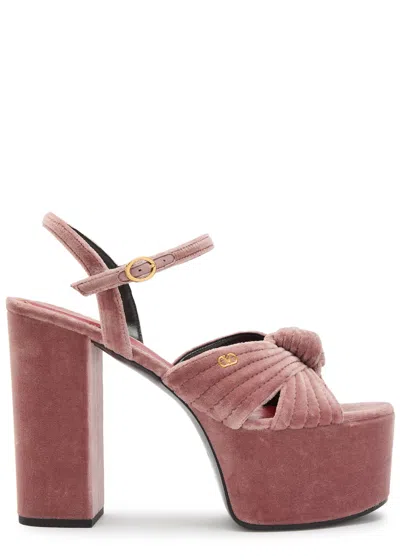Valentino Garavani Valentino Crasher Vlogo Velvet Platform Sandals In Pink