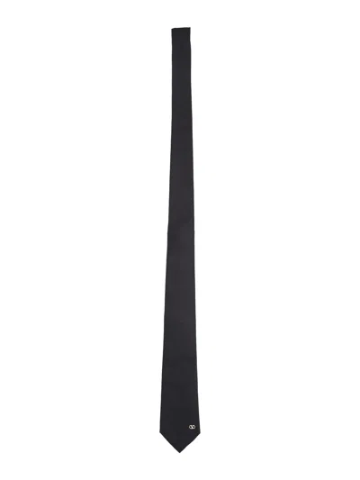 Valentino Garavani Valentie Silk Tie With Vlogo Signature Detail For Man In Black