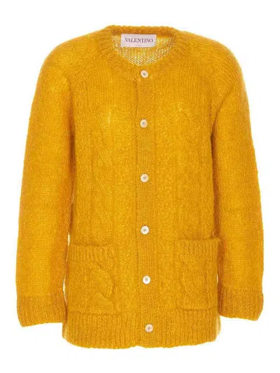 VALENTINO PASTEL ORANGE MOHAIR BLEND CARDIGAN