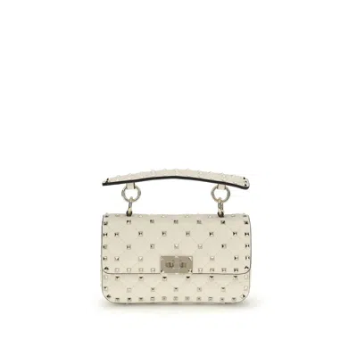 Valentino Garavani Cream Calf Leather Bos Taurus Shoulder Bag In White