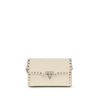 Valentino Garavani Cream Calf Leather Bos Taurus Shoulder Bag In Neutral