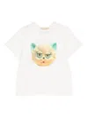 Valentino Cotton T-shirt With Le Chat De La Maison Print In Cream