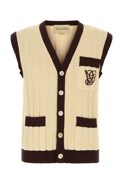 Valentino Cream Cotton Vest In Neutral