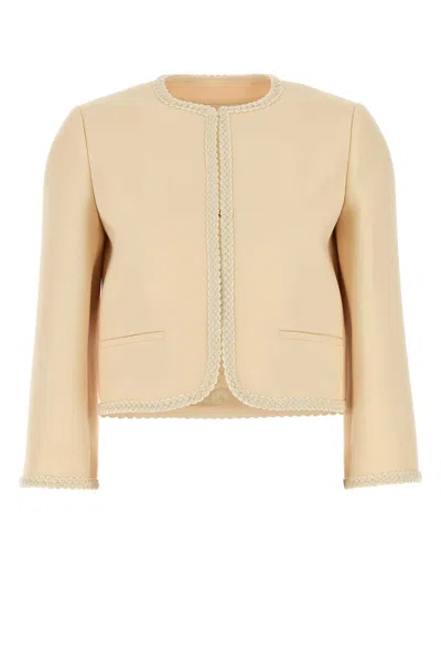 Valentino Garavani Cream Crepe Couture Blazer In Neutral