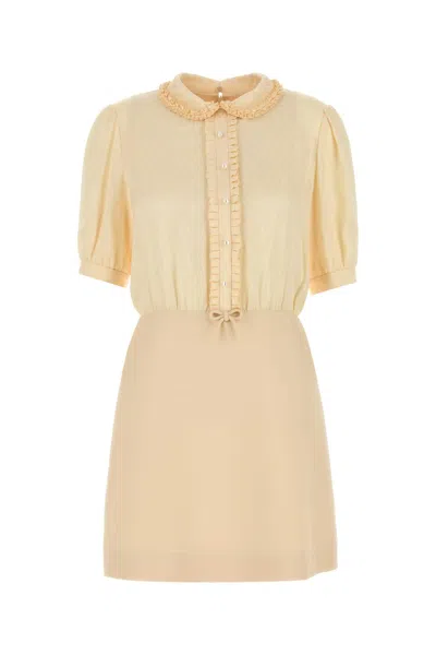 Valentino Crepe Couture Short Dress In Neutral