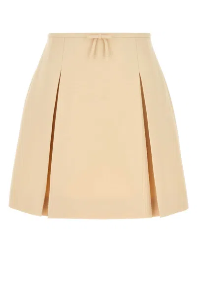 Valentino Crepe Couture Short Skirt In Neutral