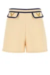 Valentino Cream Crepe Shorts In Brown