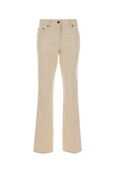 Valentino Cream Denim Jeans In Brown