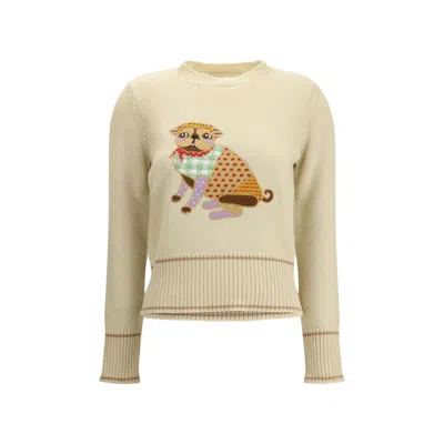 Valentino Cream Fleece Wool Sweatshirt In White