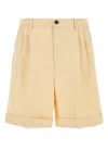 Valentino Bermuda In Misto Iuta Crema Uomo In White