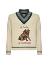 Valentino Cream Le Chien De La Maison Embroidered Sweater In Multi