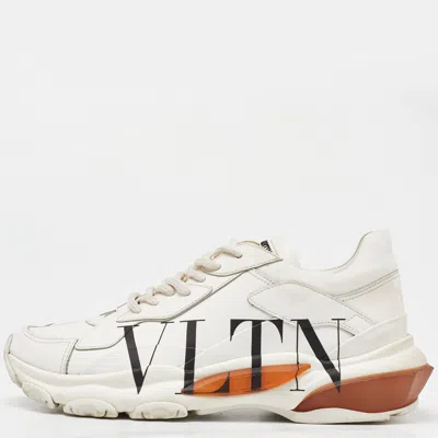 Pre-owned Valentino Garavani Cream Leather Vltn Bounce Low Top Trainers Size 38