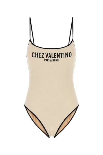 Valentino Spaghetti Straps Scoop Neckline High-cut Legs In White