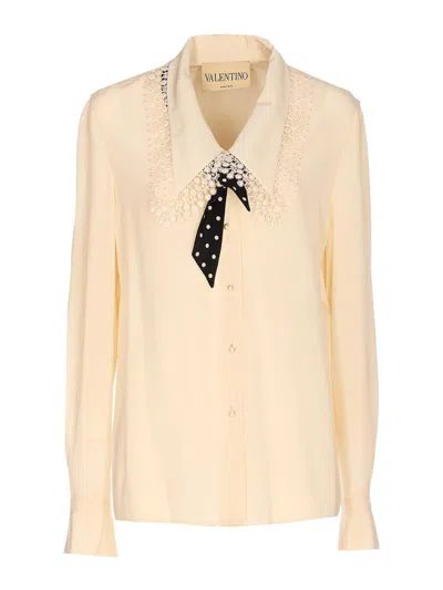 Valentino Cream Solid Shirt In Neutral