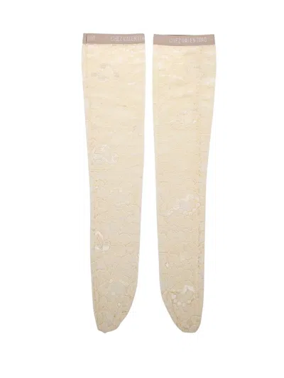 Valentino Cream Stretch Lace Socks