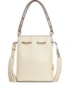 Valentino Cream V-logo Tassel Leather Bucket Bag In Neutral