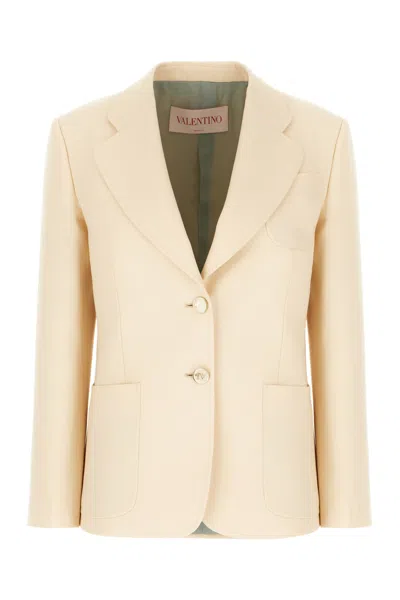 Valentino Cream Wool Blend Blazer In Neutral