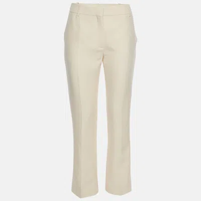 Pre-owned Valentino Cream Wool Blend Straight Fit Trouser S