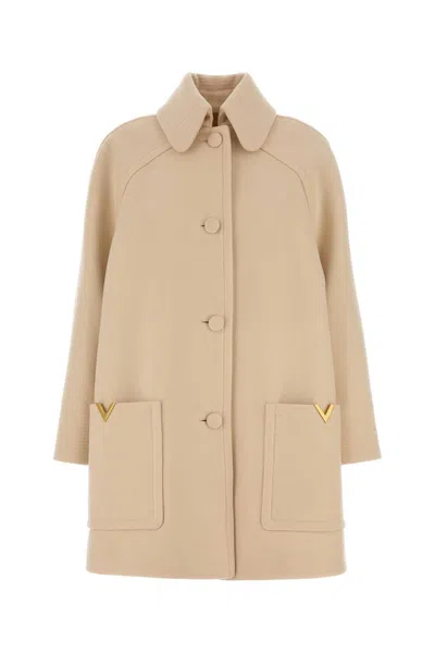 Valentino Cream Wool Coat In Multi