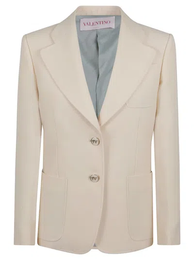 Valentino Cream Wool Crepe Jacket In Neutrals