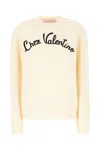 Valentino Beige Embroidered Wool Sweater In Burro