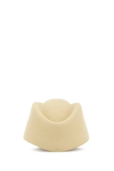 Valentino Garavani Cream Wool Vlogo Signature Hat In Gold