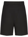 Valentino Garavani Midnight Blue Stretch Cotton Bermuda Shorts In Black