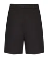 Valentino Garavani Midnight Blue Stretch Cotton Bermuda Shorts In Black