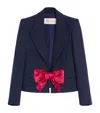 Valentino Tailored Bow-detail Jacket Crafted From Lightweight Viscose In Blue