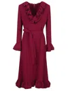 Valentino Crepe Coture Dress In Burgundy
